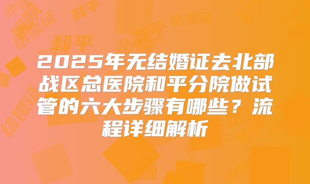 2025年无结婚证去北部战区总医院和平分院做试管的六大步骤有哪些？流程详细解析