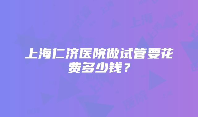 上海仁济医院做试管要花费多少钱？