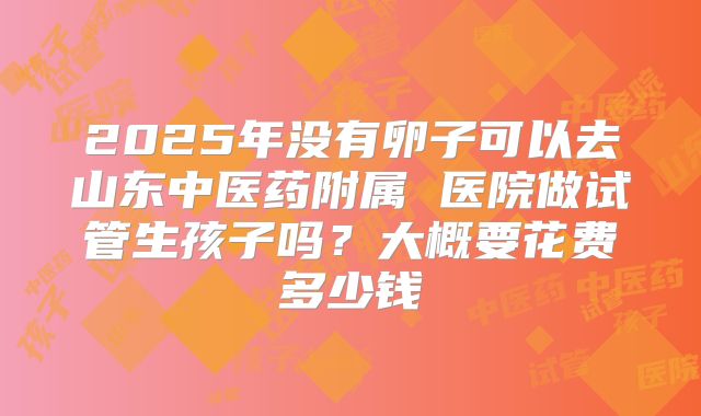 2025年没有卵子可以去山东中医药附属 医院做试管生孩子吗？大概要花费多少钱