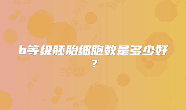 b等级胚胎细胞数是多少好？
