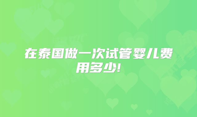 在泰国做一次试管婴儿费用多少!