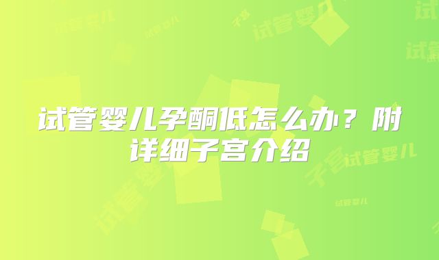 试管婴儿孕酮低怎么办？附详细子宫介绍