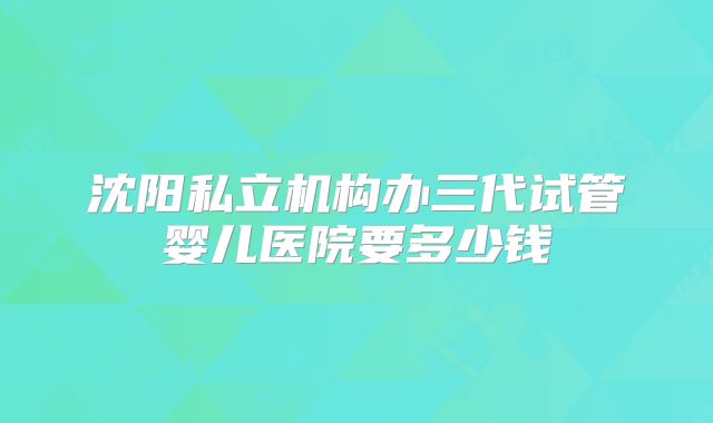 沈阳私立机构办三代试管婴儿医院要多少钱