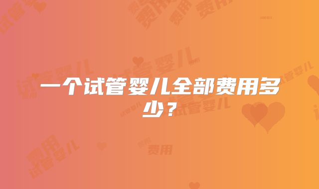 一个试管婴儿全部费用多少？