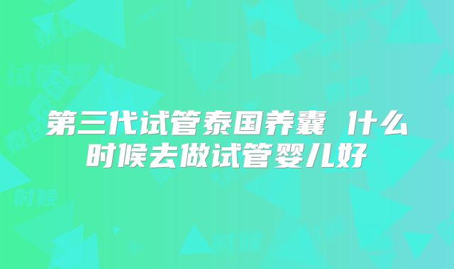 第三代试管泰国养囊 什么时候去做试管婴儿好