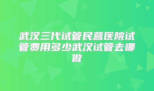 武汉三代试管民营医院试管费用多少武汉试管去哪做