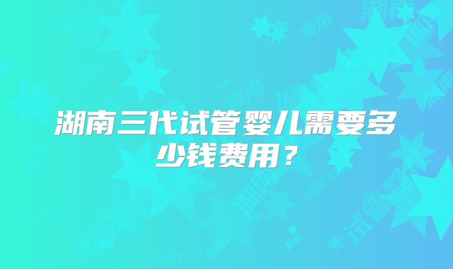 湖南三代试管婴儿需要多少钱费用?