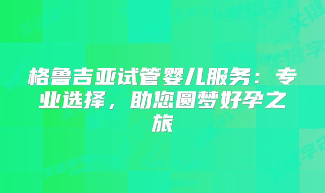 格鲁吉亚试管婴儿服务：专业选择，助您圆梦好孕之旅