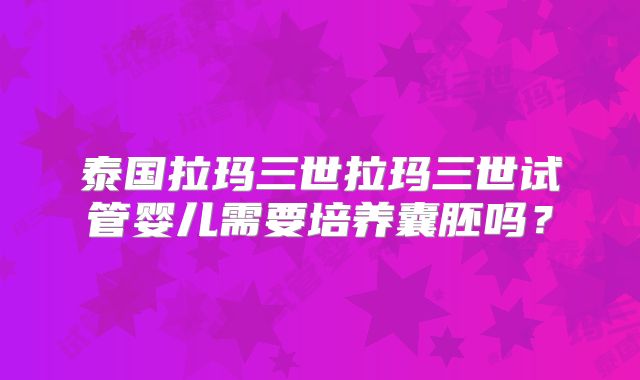 泰国拉玛三世拉玛三世试管婴儿需要培养囊胚吗？