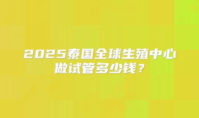 2025泰国全球生殖中心做试管多少钱?