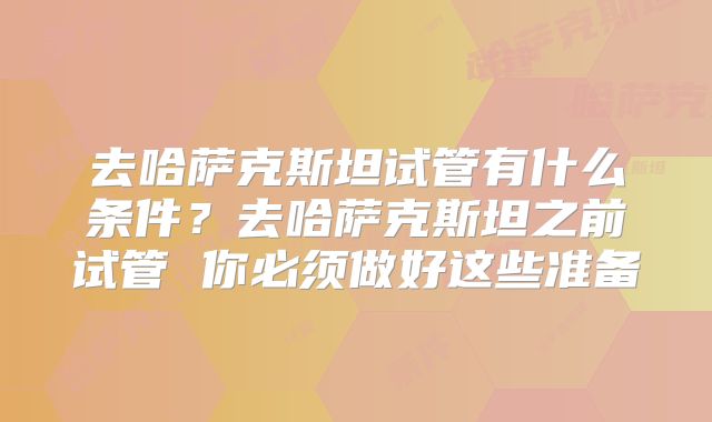 去哈萨克斯坦试管有什么条件?去哈萨克斯坦之前试管 你必须做好这些准备