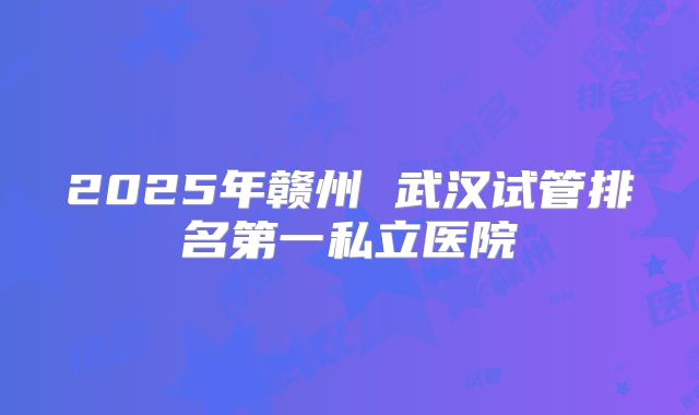 2025年赣州 武汉试管排名第一私立医院