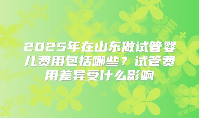 2025年在山东做试管婴儿费用包括哪些？试管费用差异受什么影响
