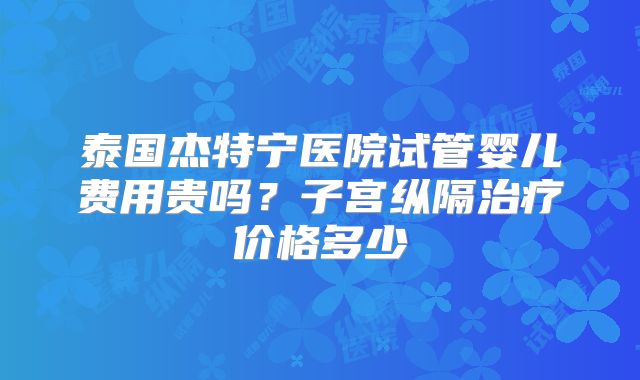 泰国杰特宁医院试管婴儿费用贵吗？子宫纵隔治疗价格多少