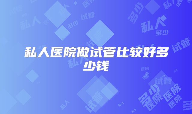 私人医院做试管比较好多少钱