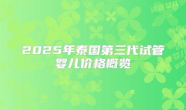 2025年泰国第三代试管婴儿价格概览