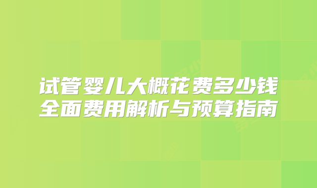 试管婴儿大概花费多少钱全面费用解析与预算指南