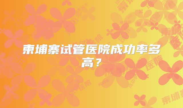 柬埔寨试管医院成功率多高？