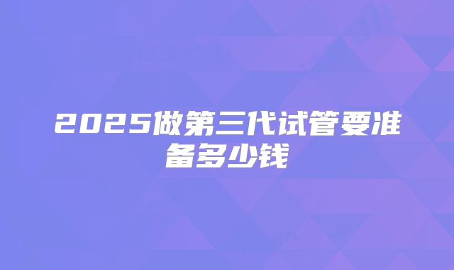 2025做第三代试管要准备多少钱