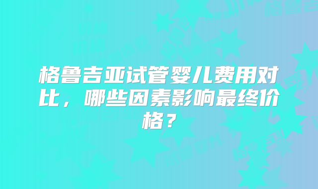 格鲁吉亚试管婴儿费用对比，哪些因素影响最终价格？