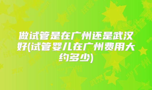 做试管是在广州还是武汉好(试管婴儿在广州费用大约多少)