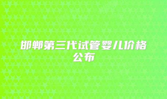 邯郸第三代试管婴儿价格公布