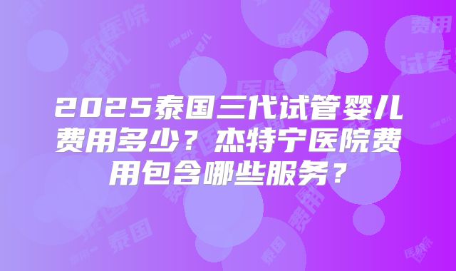 2025泰国三代试管婴儿费用多少？杰特宁医院费用包含哪些服务？
