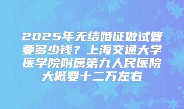 2025年无结婚证做试管要多少钱?上海交通大学医学院附属第九人民医院大概要十二万左右