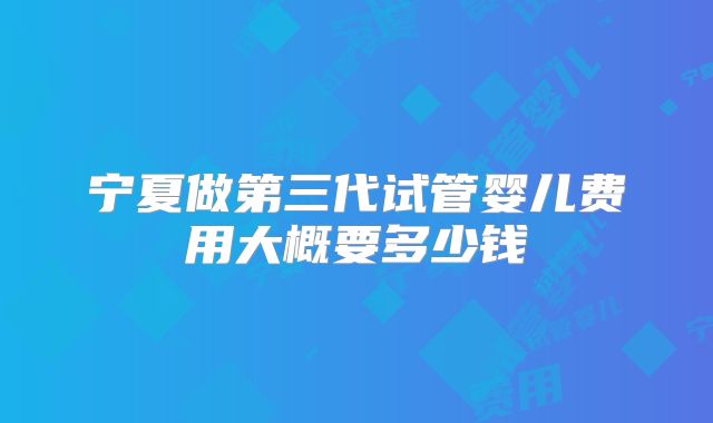 宁夏做第三代试管婴儿费用大概要多少钱