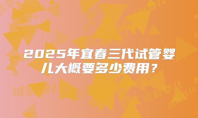 2025年宜春三代试管婴儿大概要多少费用?