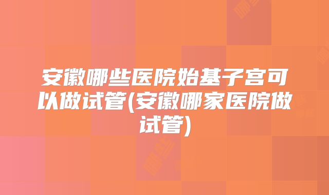安徽哪些医院始基子宫可以做试管(安徽哪家医院做试管)