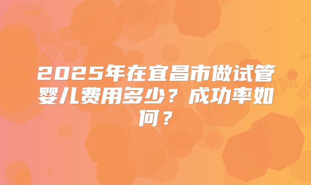 2025年在宜昌市做试管婴儿费用多少？成功率如何？