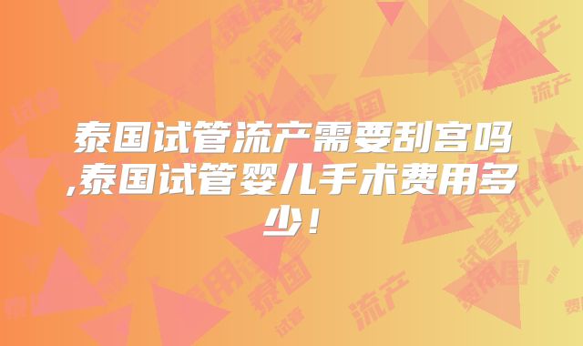 泰国试管流产需要刮宫吗,泰国试管婴儿手术费用多少！