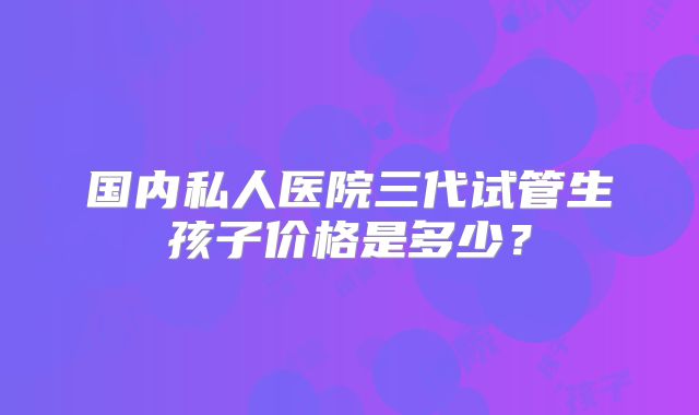 国内私人医院三代试管生孩子价格是多少?