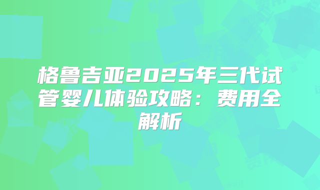 格鲁吉亚2025年三代试管婴儿体验攻略：费用全解析