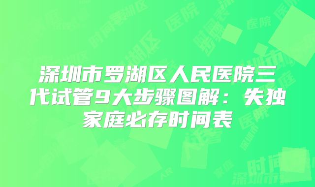 深圳市罗湖区人民医院三代试管9大步骤图解：失独家庭必存时间表