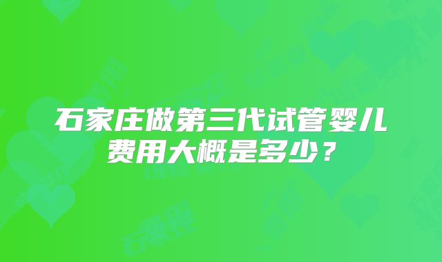 石家庄做第三代试管婴儿费用大概是多少？
