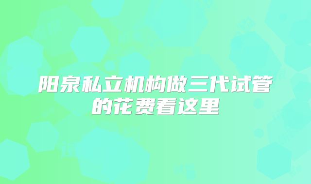 阳泉私立机构做三代试管的花费看这里