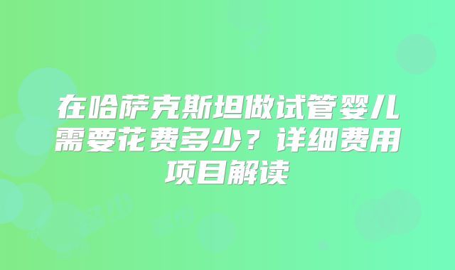 在哈萨克斯坦做试管婴儿需要花费多少？详细费用项目解读
