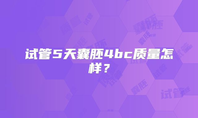 试管5天囊胚4bc质量怎样？