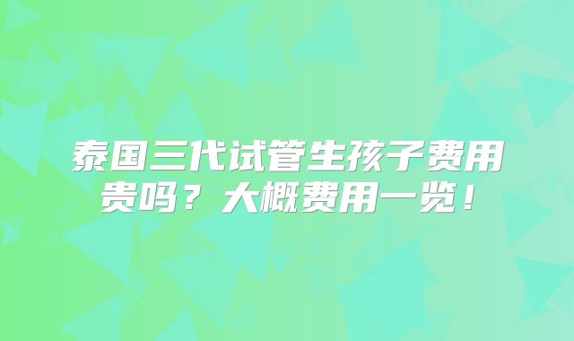 泰国三代试管生孩子费用贵吗？大概费用一览！