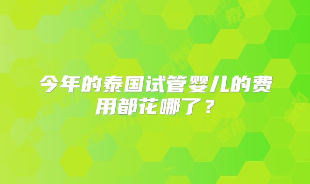今年的泰国试管婴儿的费用都花哪了?