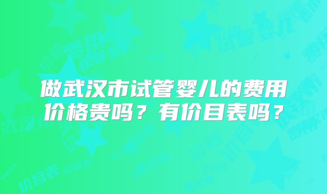 做武汉市试管婴儿的费用价格贵吗？有价目表吗？