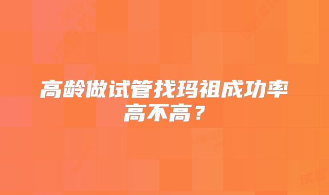 高龄做试管找玛祖成功率高不高？