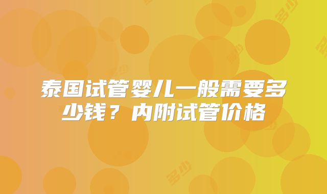 泰国试管婴儿一般需要多少钱？内附试管价格