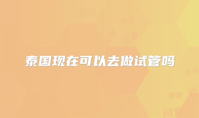 泰国现在可以去做试管吗
