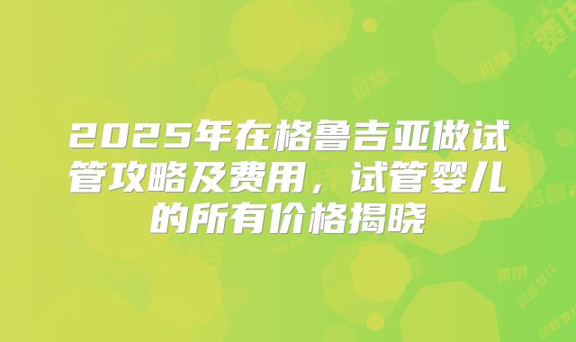 2025年在格鲁吉亚做试管攻略及费用，试管婴儿的所有价格揭晓