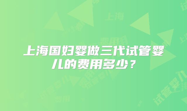 上海国妇婴做三代试管婴儿的费用多少？