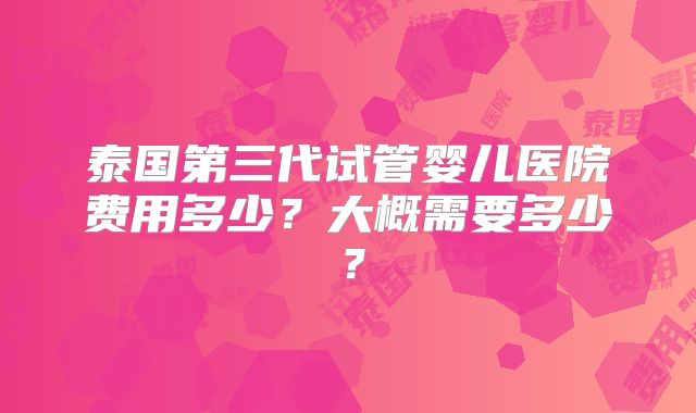 泰国第三代试管婴儿医院费用多少？大概需要多少？