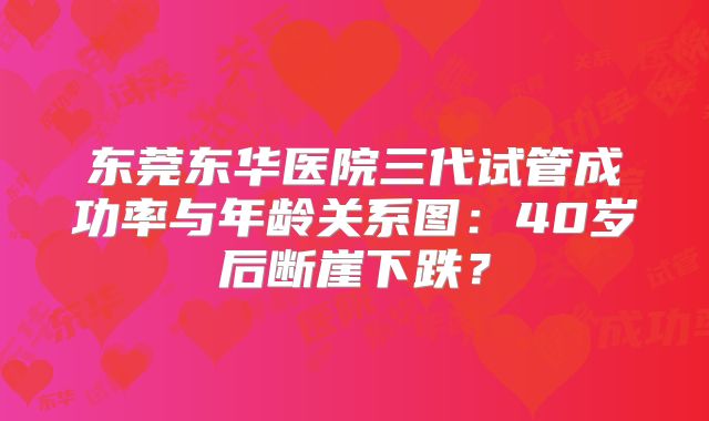 东莞东华医院三代试管成功率与年龄关系图：40岁后断崖下跌？